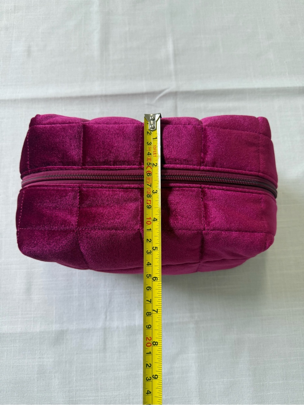 Anthropologie Quilted Velvet Hot Pink Cosmetic Bag NWT - Picture 7 of 9
